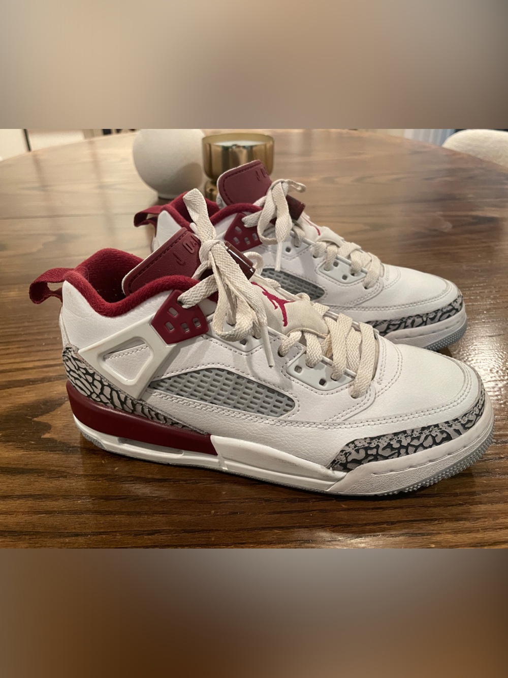 Jordan | White, Grey and Maroon | Low Top Sneakers | Big Boys Size 5